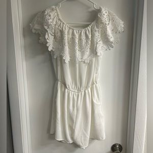 Off Shoulder Floral Lace Romper